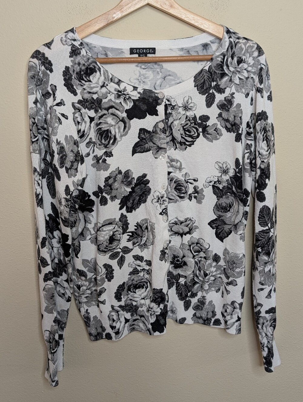 George Rose Floral Cardigan Button Size XL 16/18 Whimsigoth Cottagecore